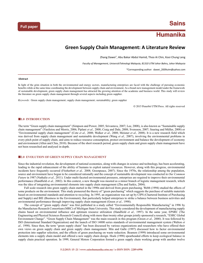literature review on supply chain management(scm)