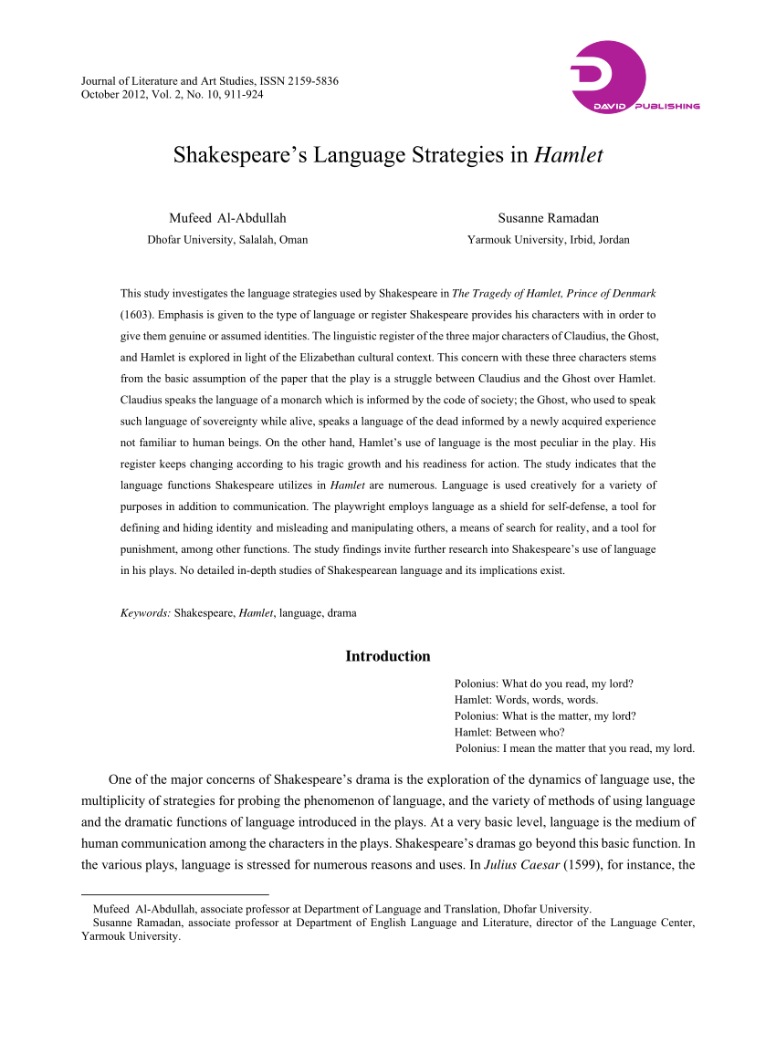 The King's English' and the Language of the King: Shakespeare and the  Linguistic Strategies of James I