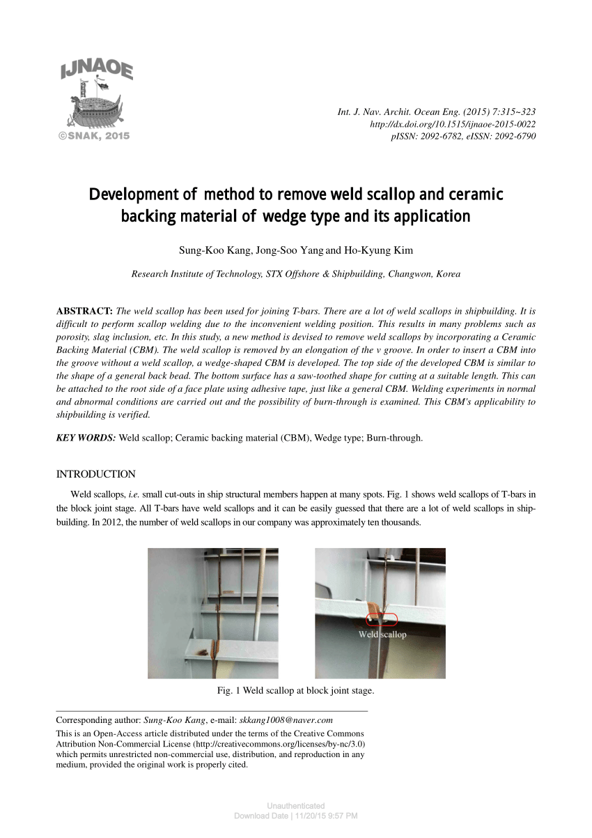 PDF) Development of method to remove weld scallop and ceramic backing  material of wedge type and its application