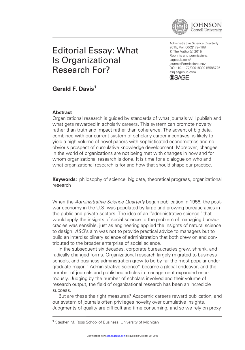 organization research paper