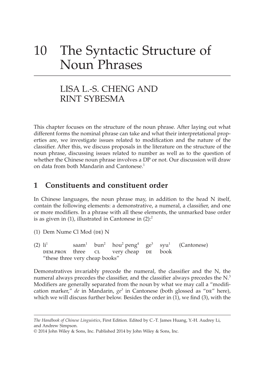  PDF The Syntactic Structure Of Noun Phrases