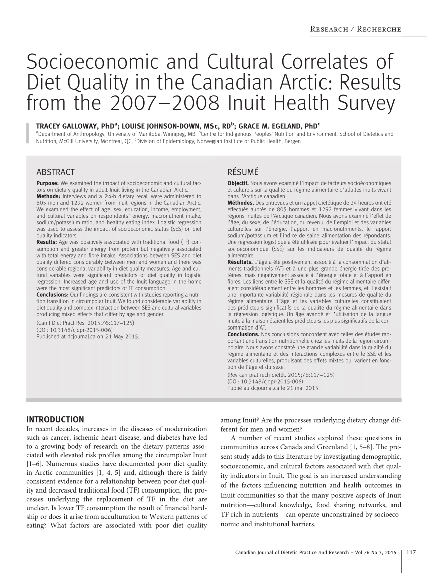  PDF Socioeconomic and Cultural Correlates of Diet 