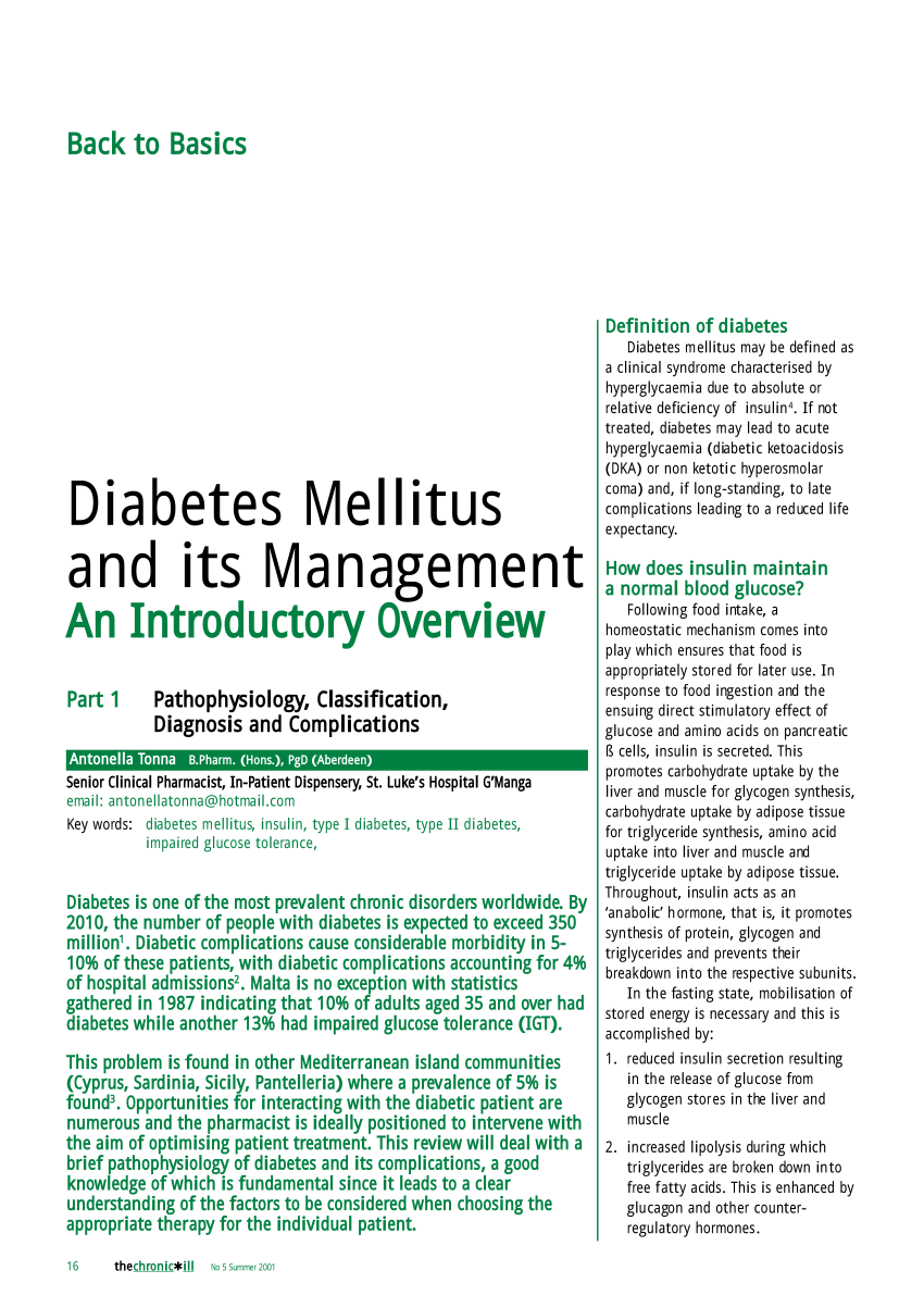 introduction to diabetes mellitus pdf
