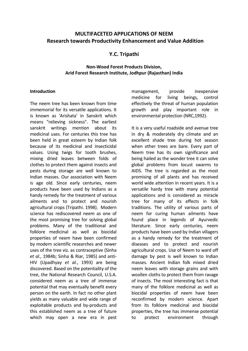 neem research paper pdf