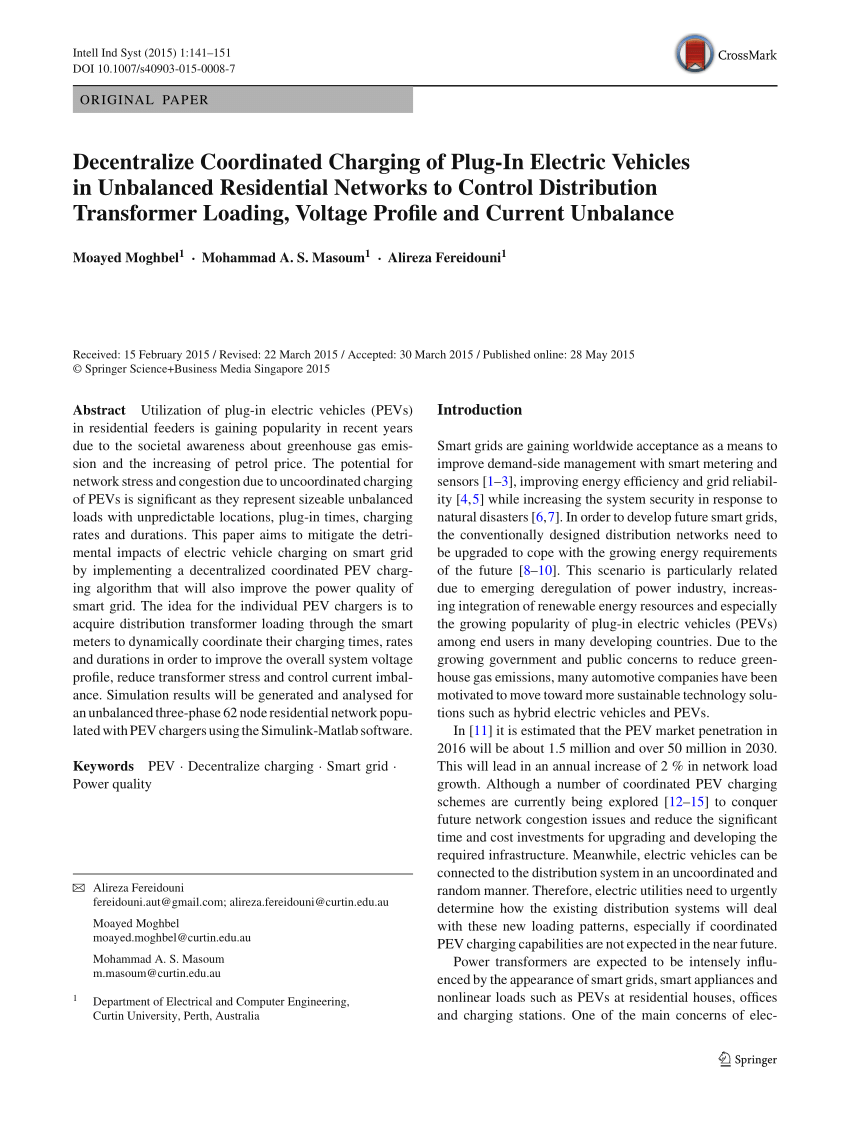 (PDF) Decentralize Coordinated Charging of PlugIn Electric Vehicles in