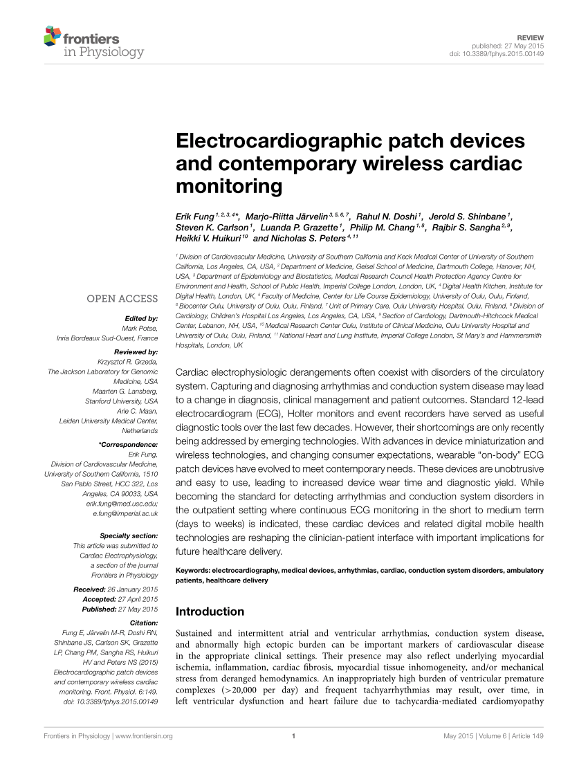 PDF) Electrocardiographic Patch Devices and Contemporary Wireless ...