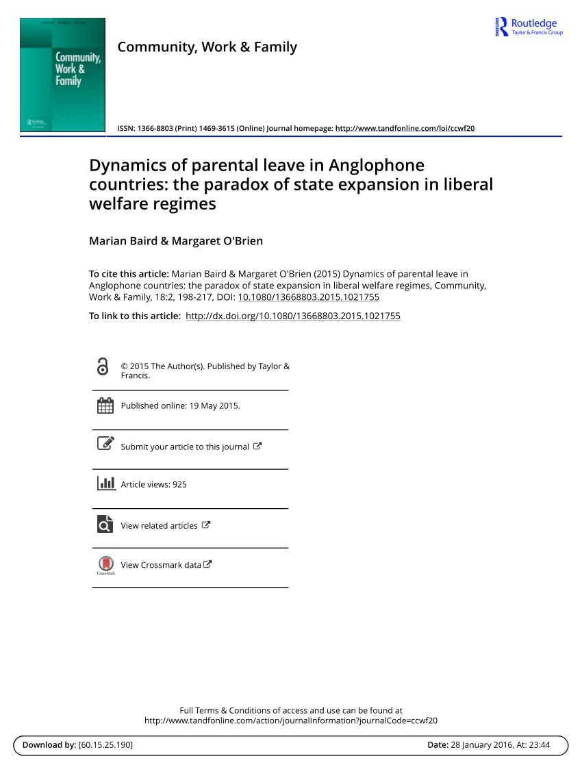 PDF Dynamics of parental leave in Anglophone countries the