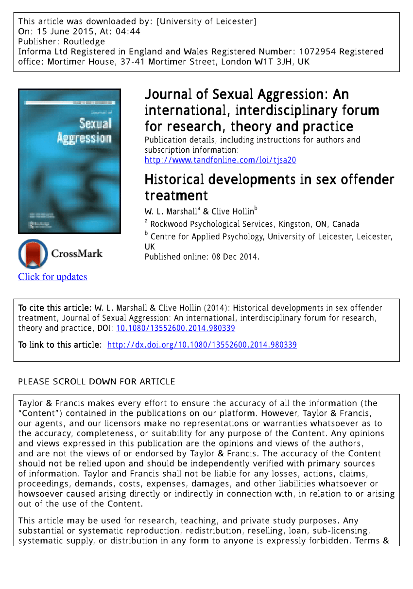 PDF Historical developments in sex offender treatment