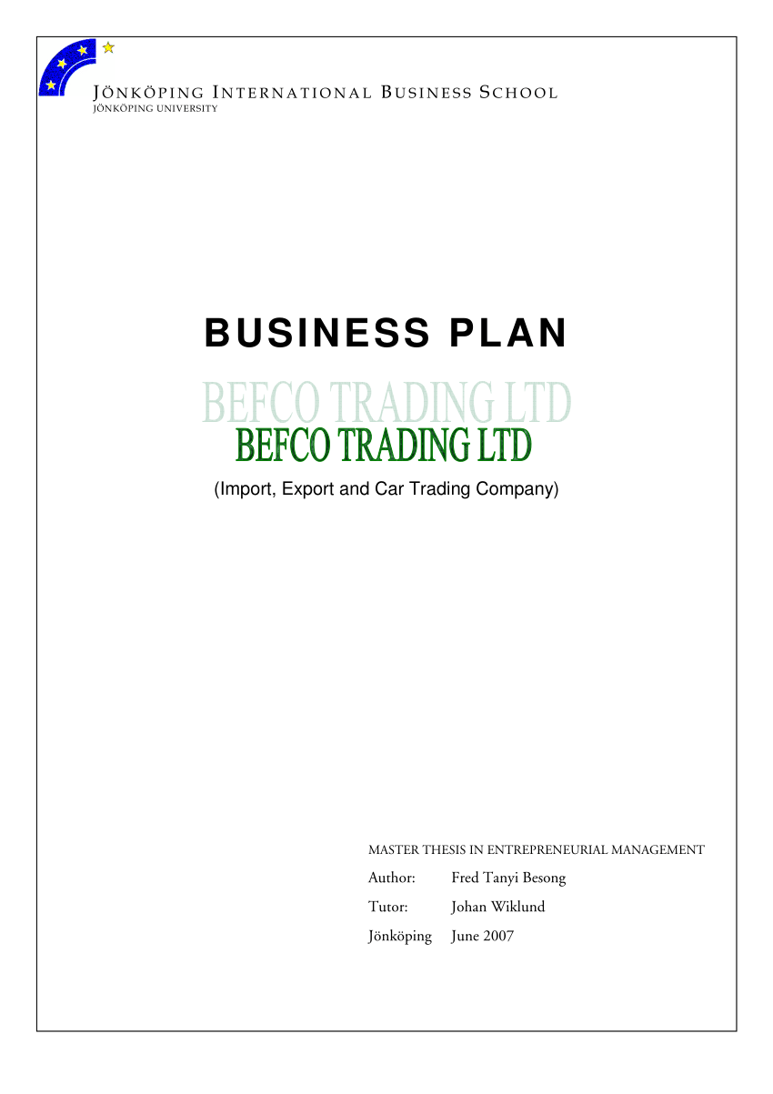 PDF) BUSINESS PLAN : Import, Export and Car Trading Company Within Business Plan Template For Trucking Company