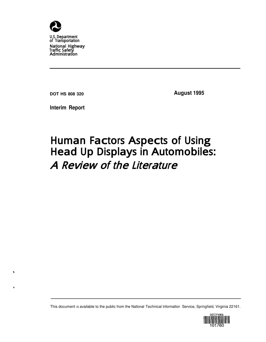 PDF) Human factors aspects of using head up displays in ...