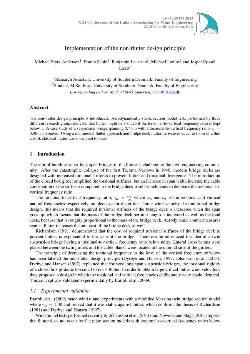 (PDF) Implementation of the non-flutter design principle