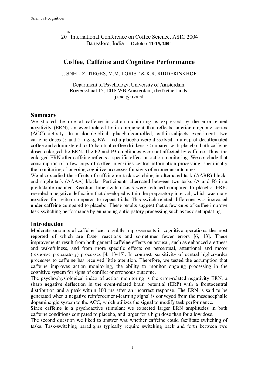 thesis for caffeine research paper