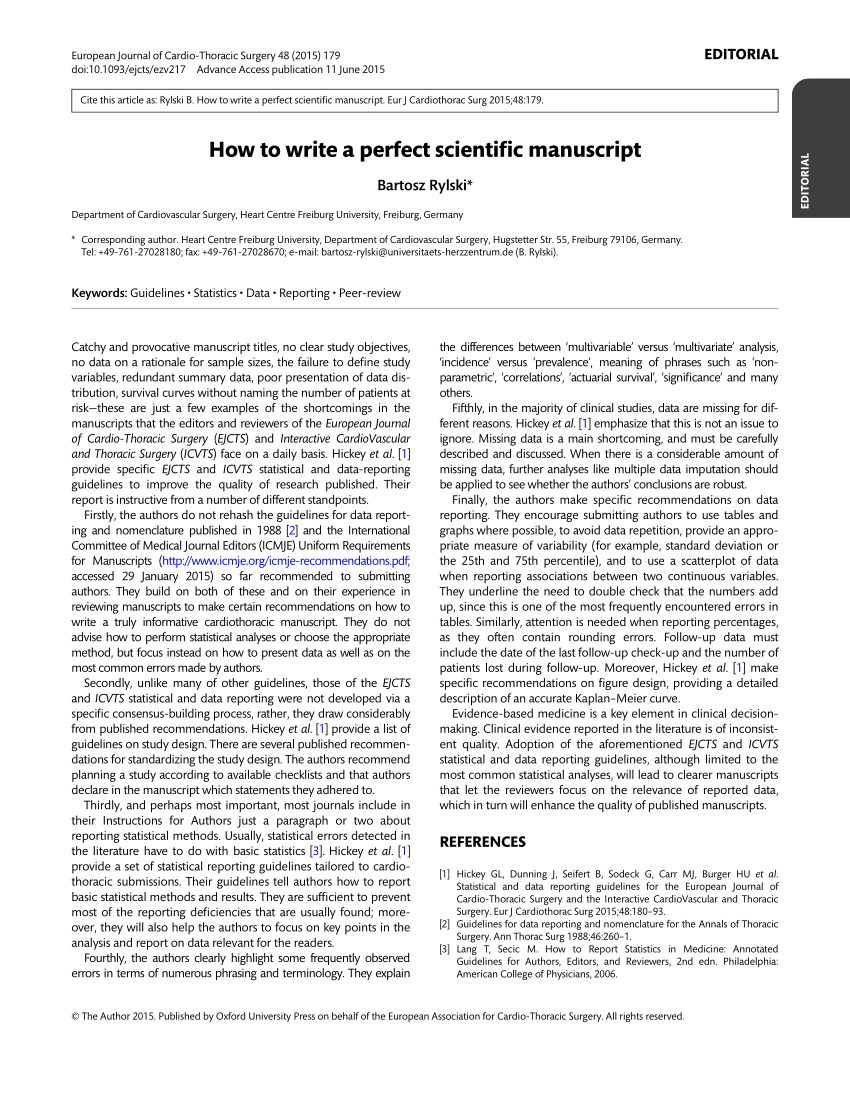 PDF) How to write a perfect scientific manuscript
