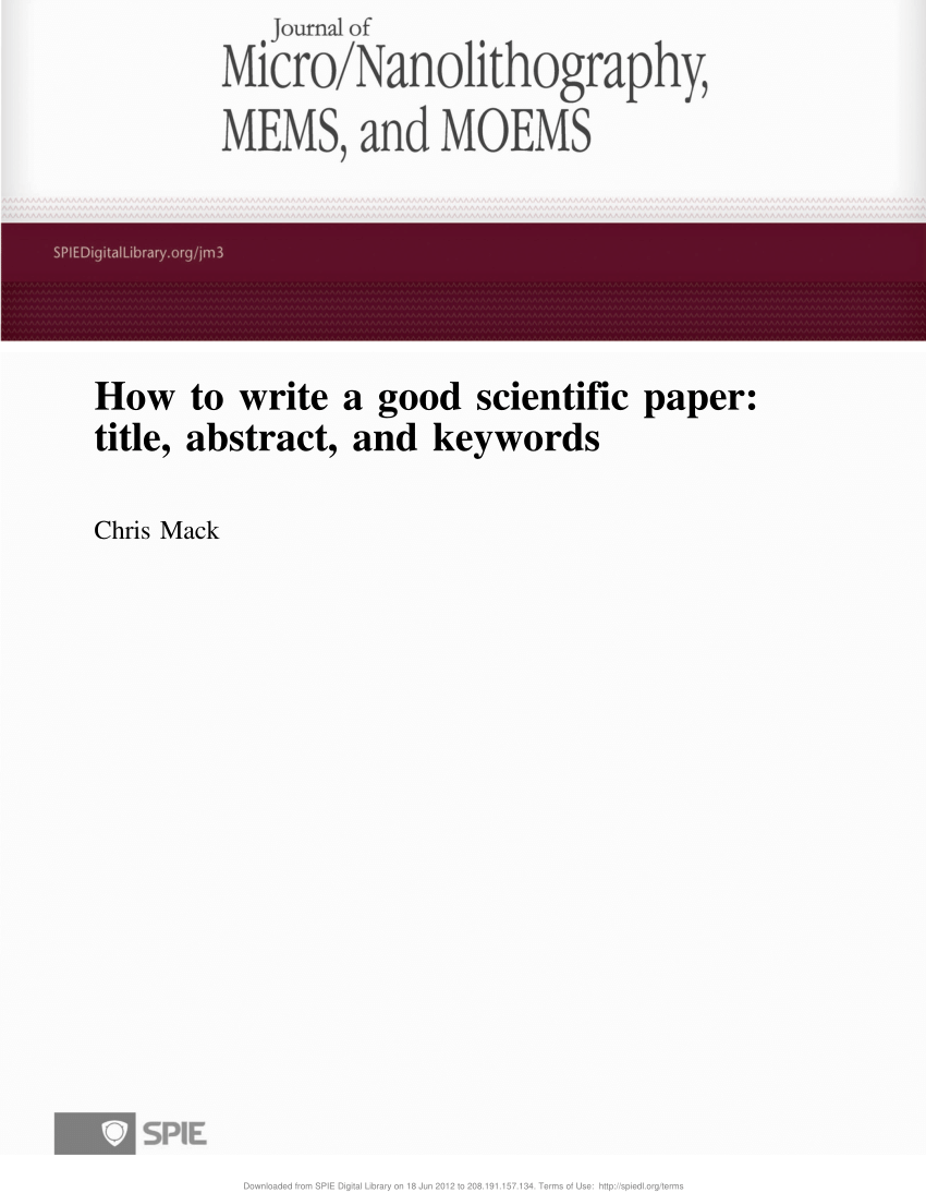 how to write a scientific paper title