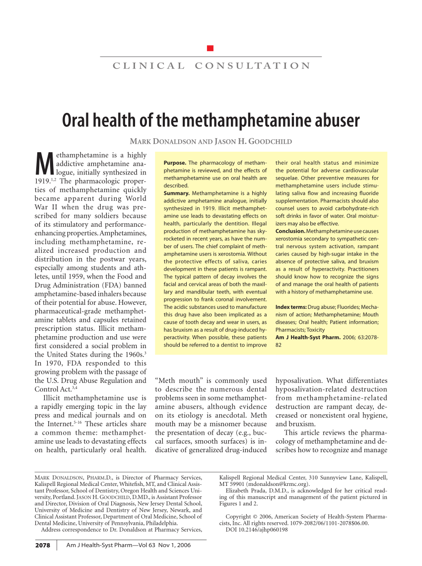 Kritisk jord Kunstneriske PDF) Oral health of the methamphetamine user (vol 63, pg 2081, 2006)