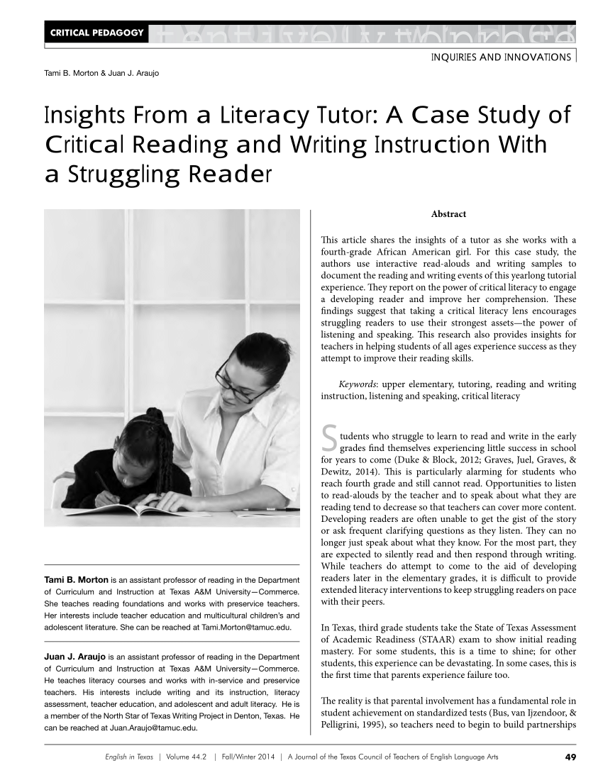 critical literacy case study