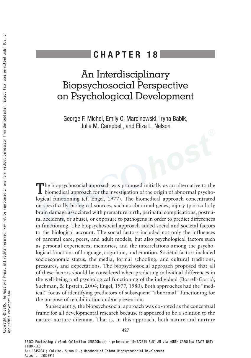 Pdf An Interdisciplinary Biopsychosocial Perspective On