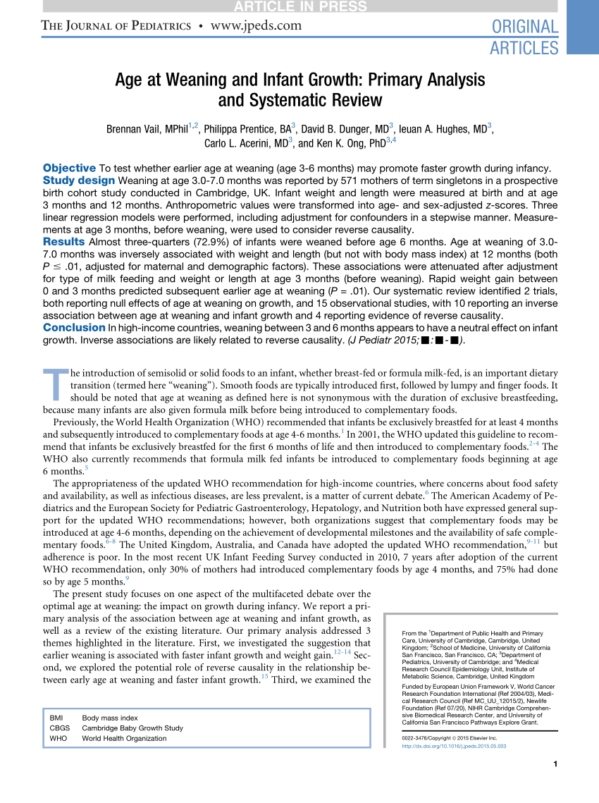 American journal of pediatrics baby clearance led weaning