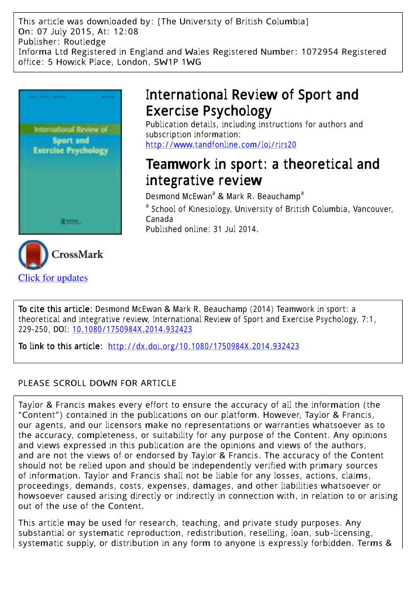 International Review Of Sport And Exercise Psychology ...