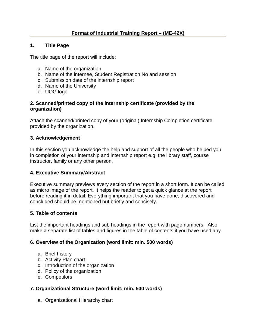 executive summary of internship project
