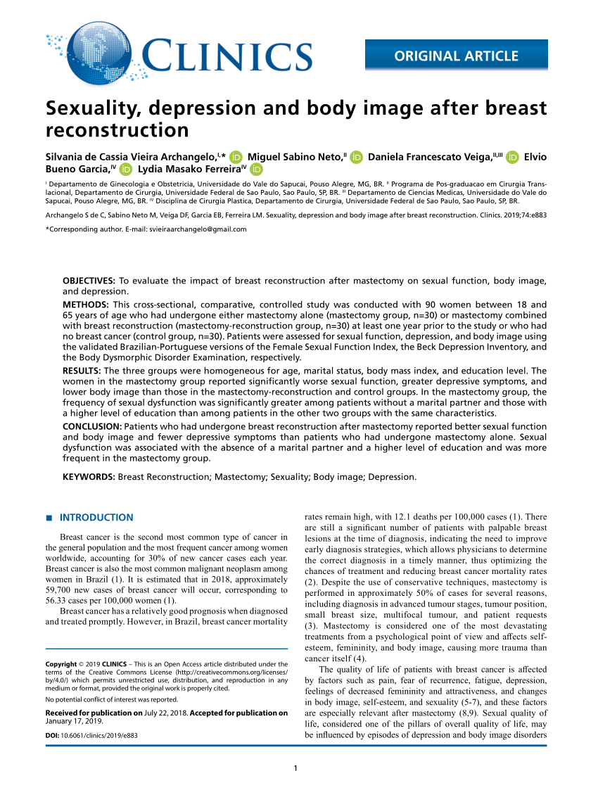 PDF) Sexuality, body image and depression after breast reconstruction