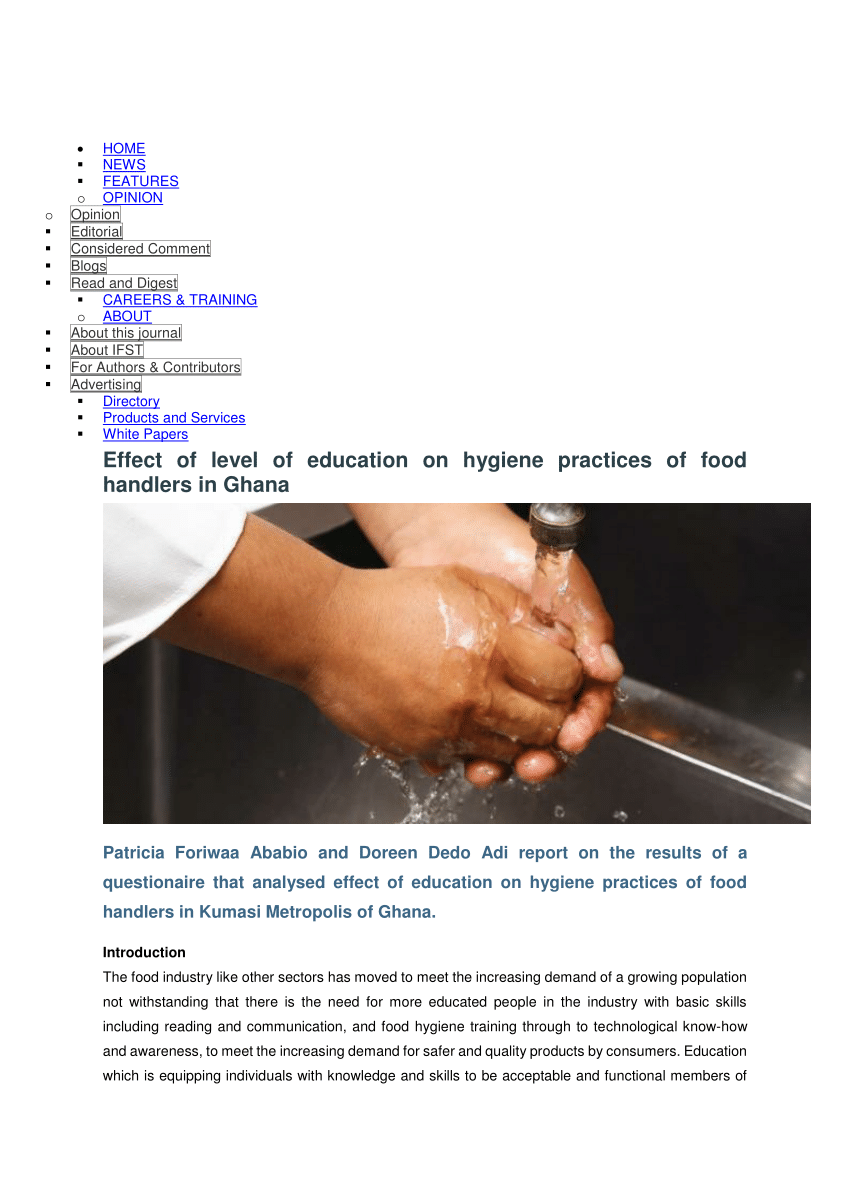 essay on food hygiene