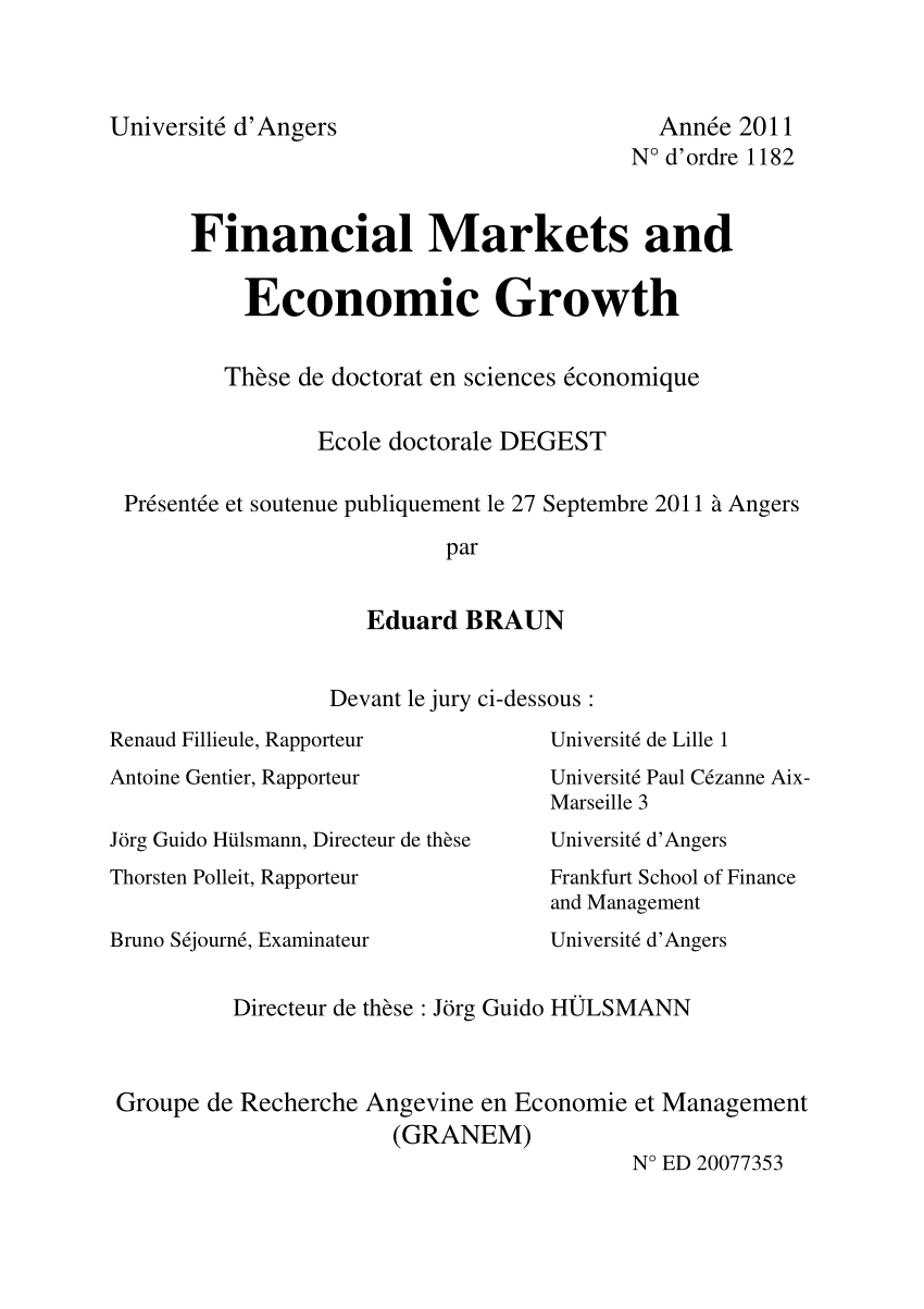 financial markets thesis pdf