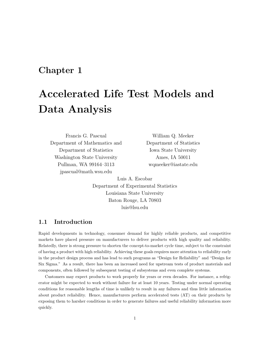 PDF) Accelerated Life Test Models and Data Analysis
