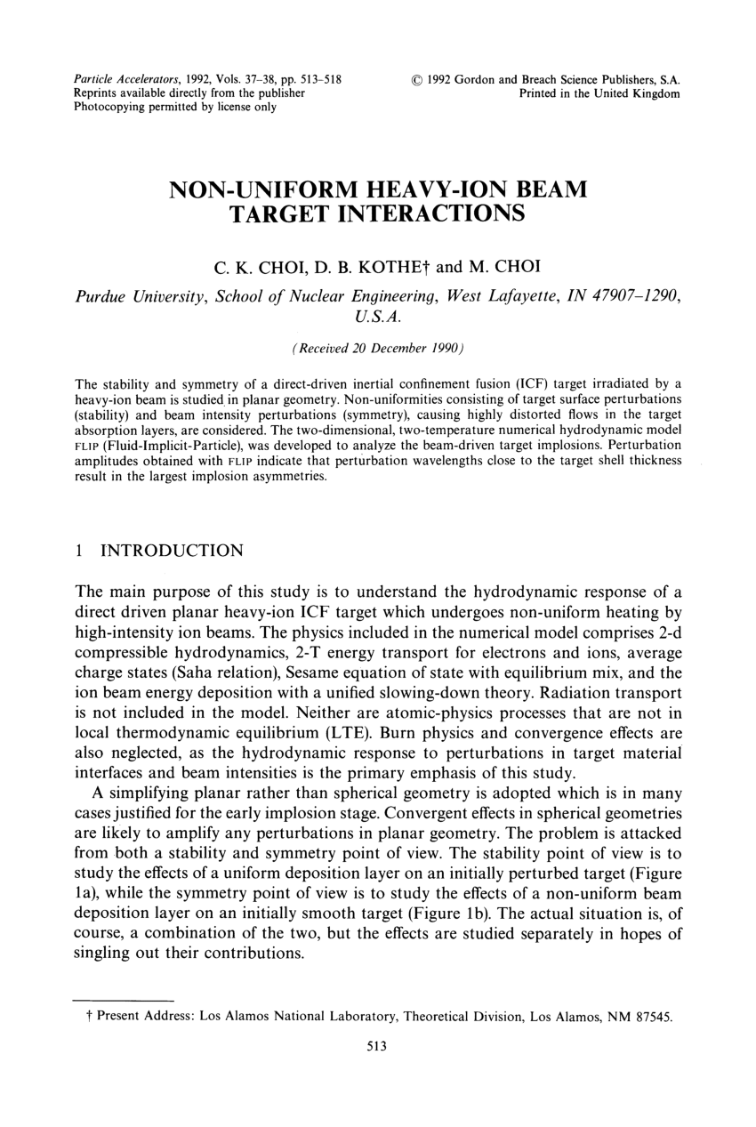 (PDF) Non-Uniform Heavy-Ion Beam Target Interactions