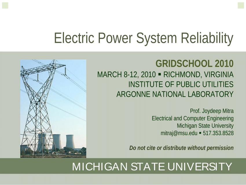 Pdf Electric Power System Reliability