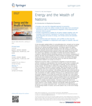 Pdf Energy And The Wealth Of Nations Understanding The Biophysical Economy