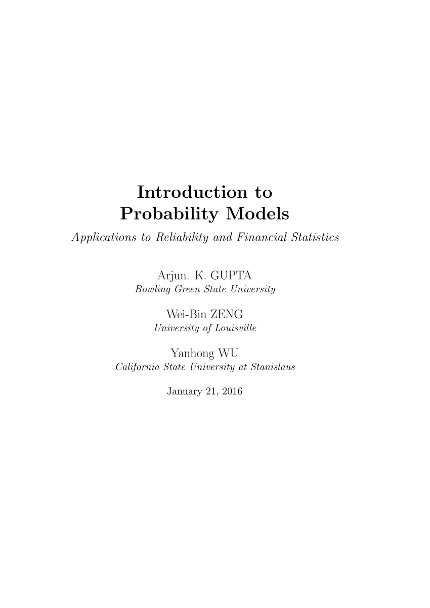 Pdf Probability And Statistical Models