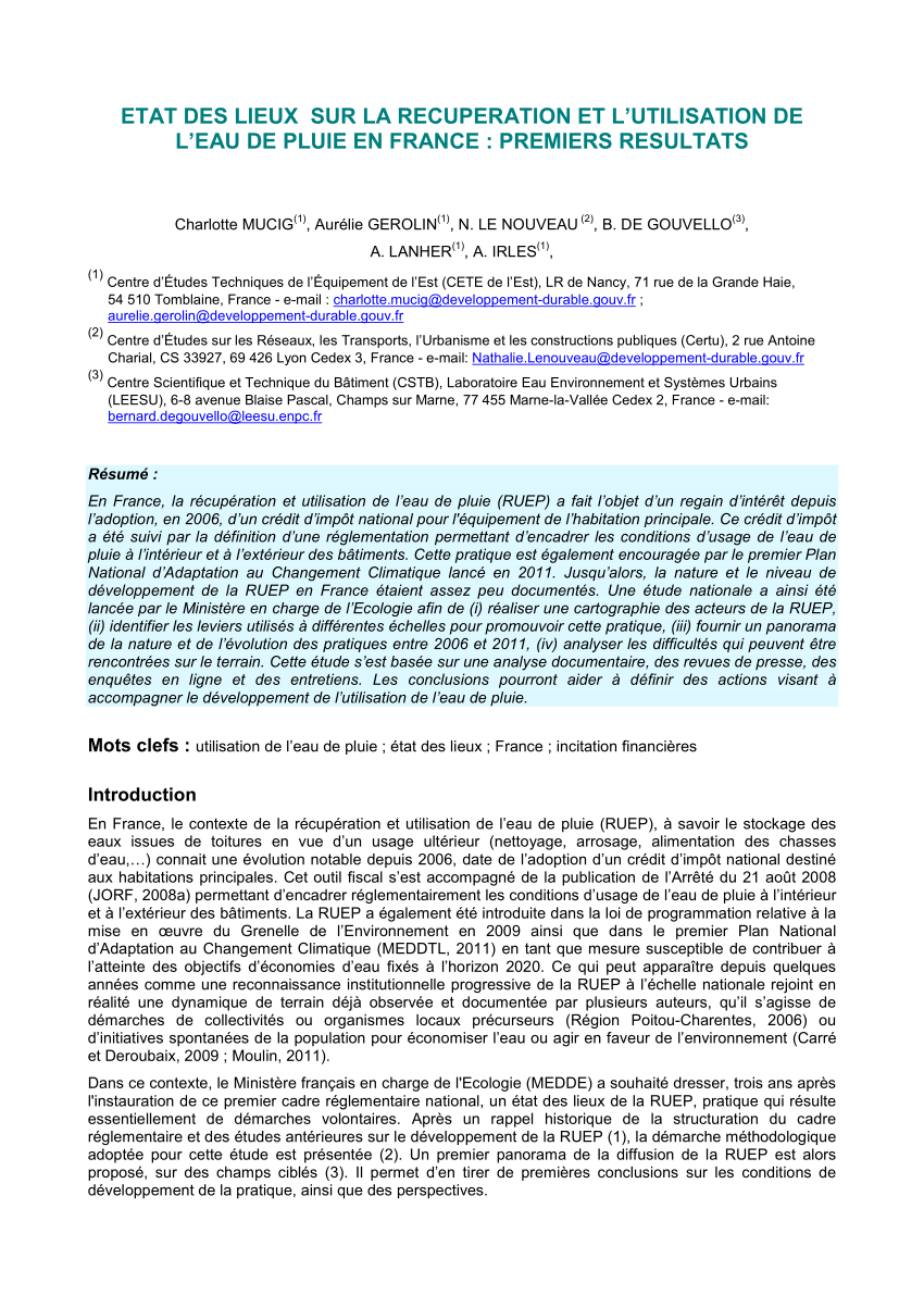 Pdf Etat Des Lieux Sur La Récupération Et Lutilisation De