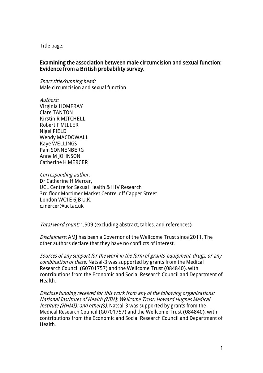 PDF Examining the association between male circumcision and