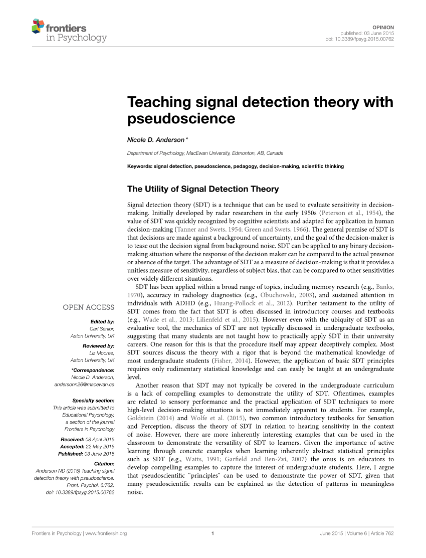a primer of signal detection theory