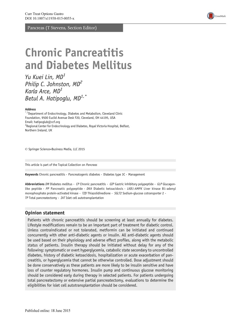 a kezelés krónikus pancreatitis diabetes
