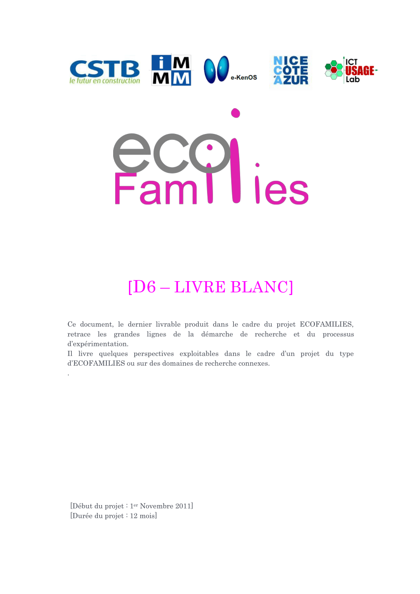 Pdf Ecofamilies Project Summary And Main Outcomes - 