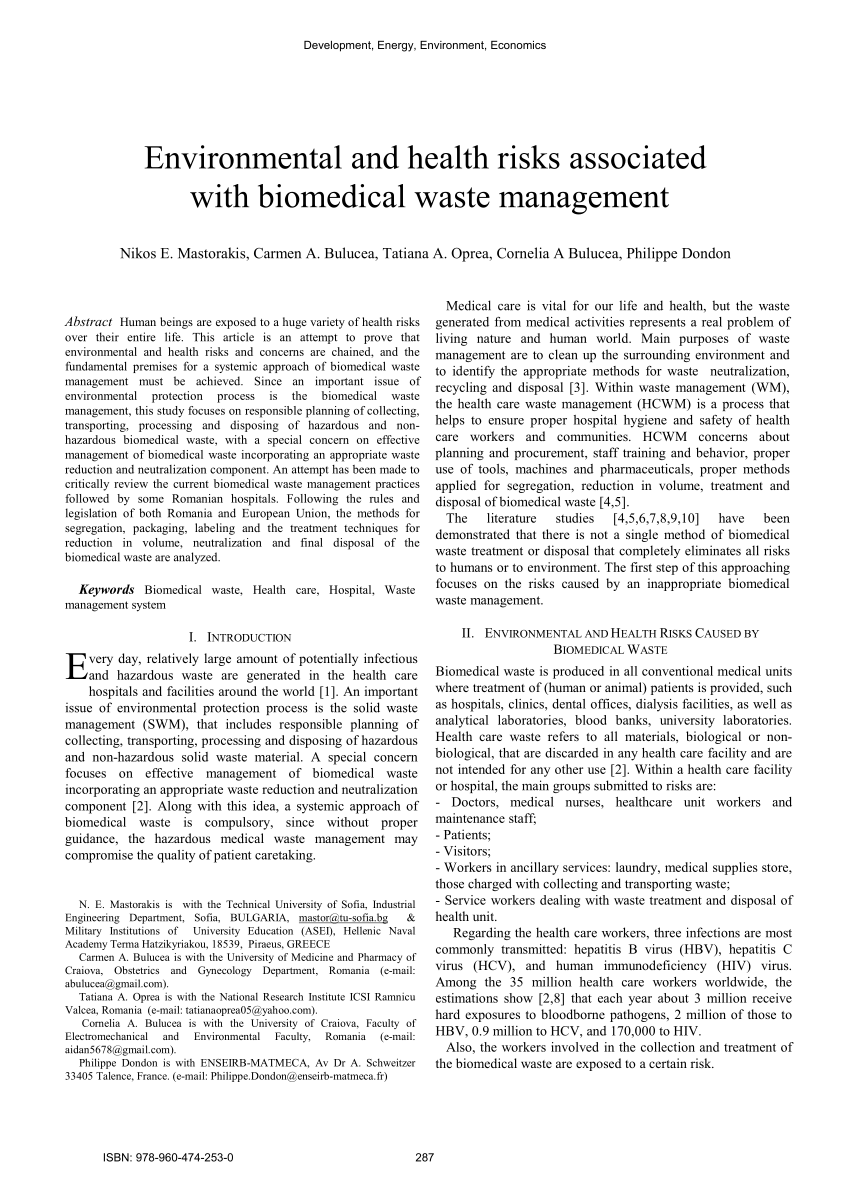 literature review of biomedical waste management