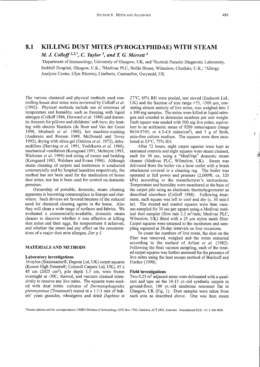 (PDF) Killing dust mites with steam