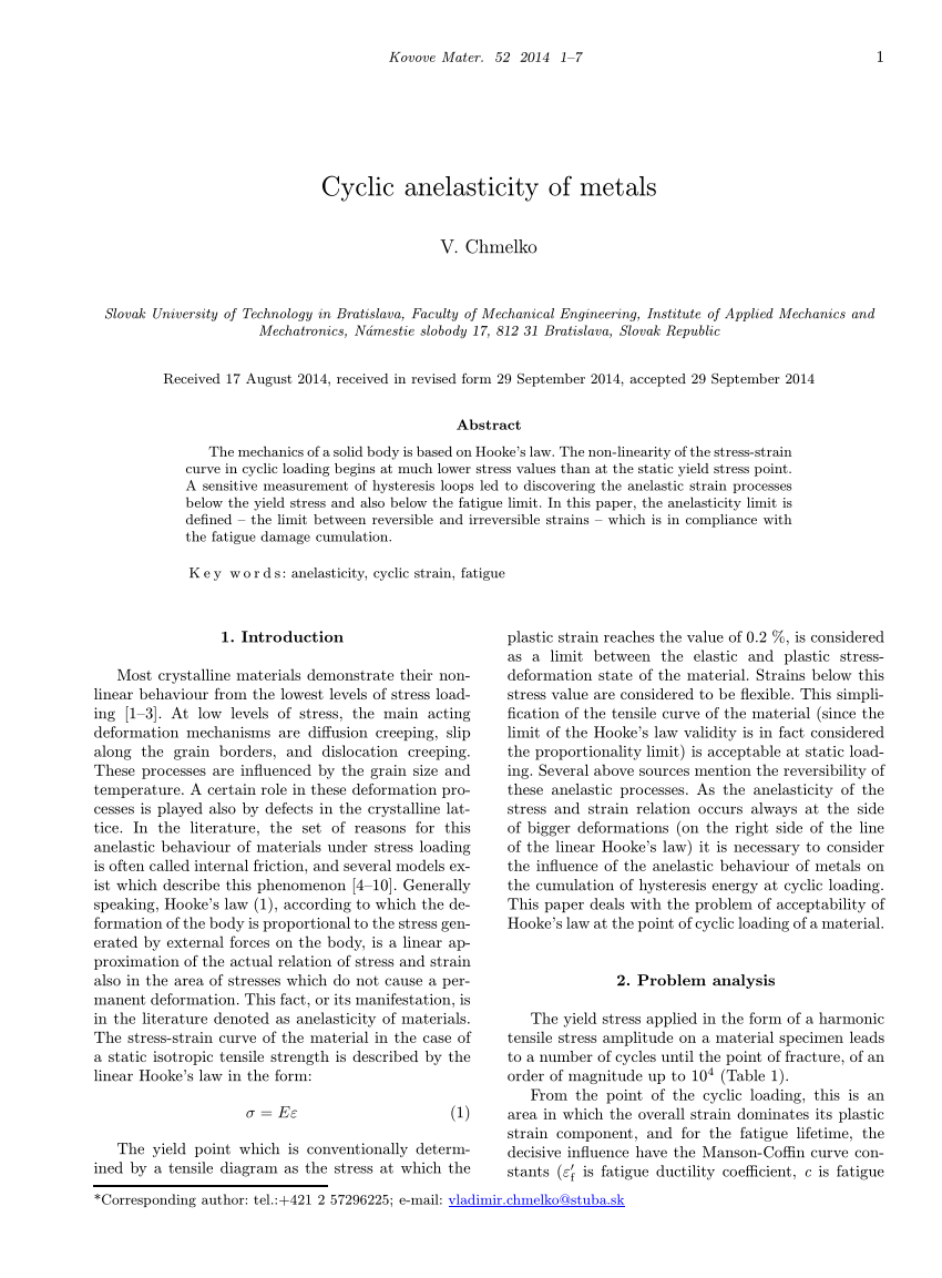 PDF) Cyclic anelasticity of metals