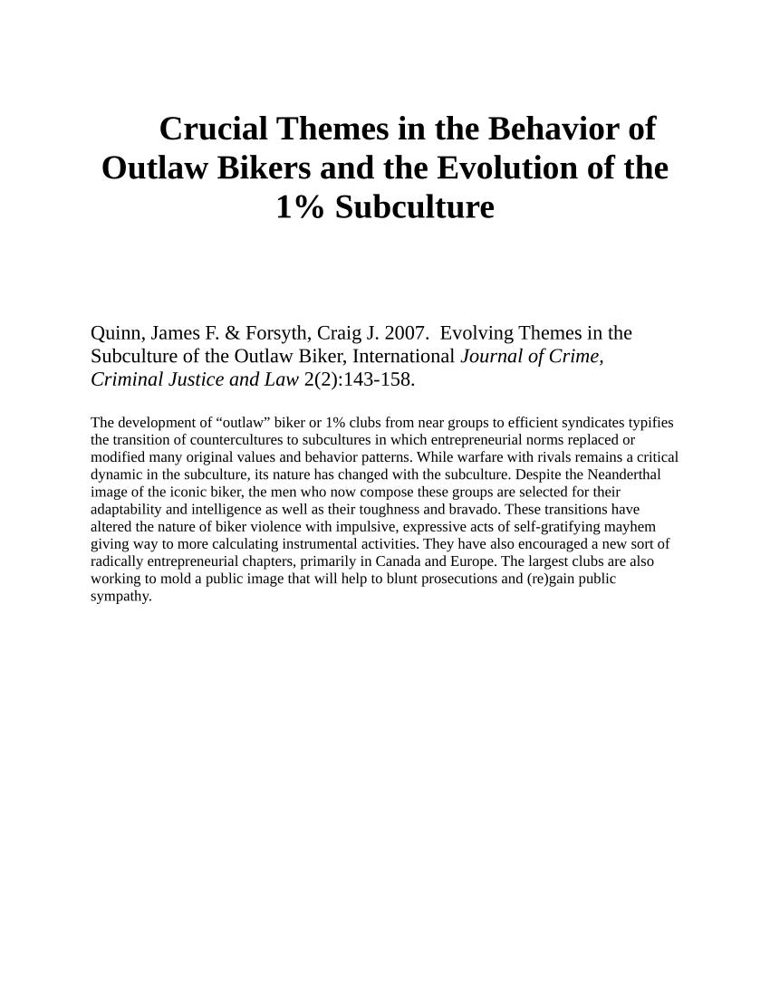 PDF) Evolving Themes in the Subculture of the Outlaw Biker
