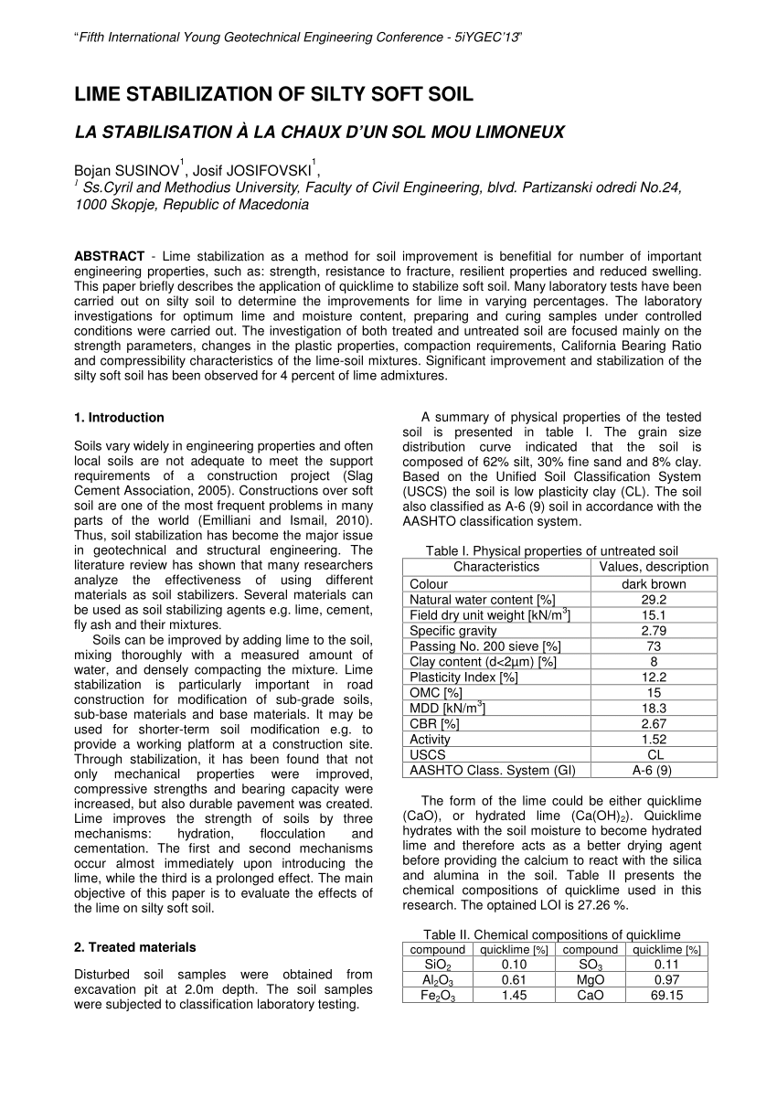 (PDF) LIME STABILIZATION OF SILTY SOFT SOIL