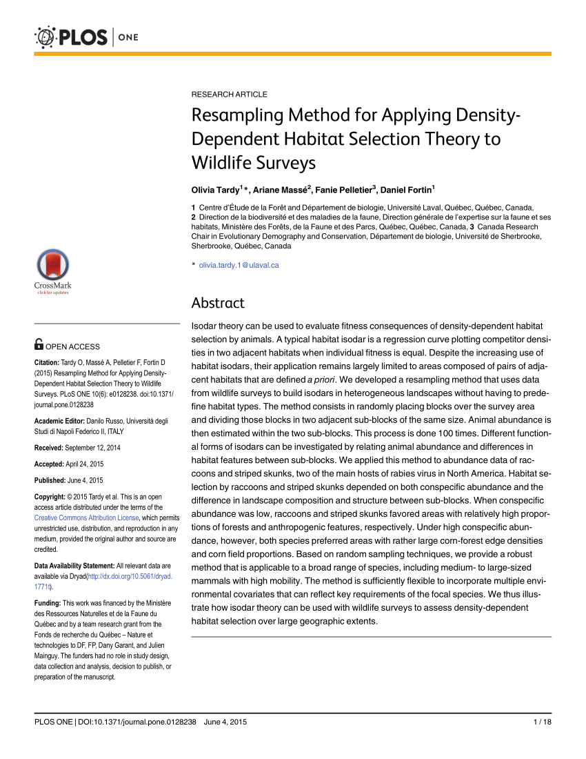 (PDF) Resampling Method for Applying DensityDependent Habitat