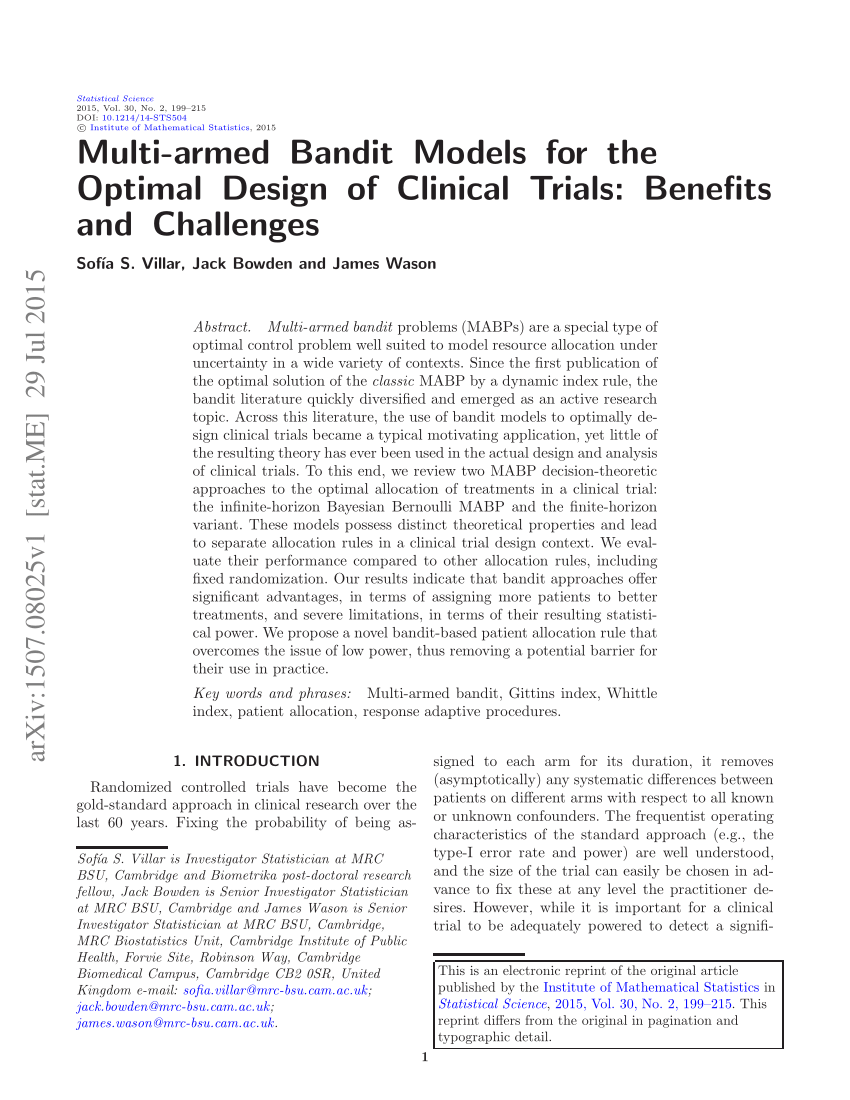 Bandit Model Clinical