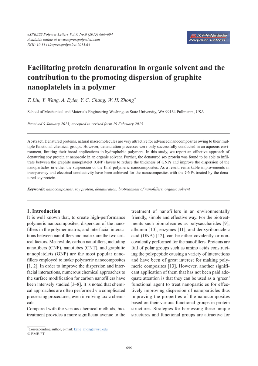 (PDF) Facilitating protein denaturation in organic solvent and the