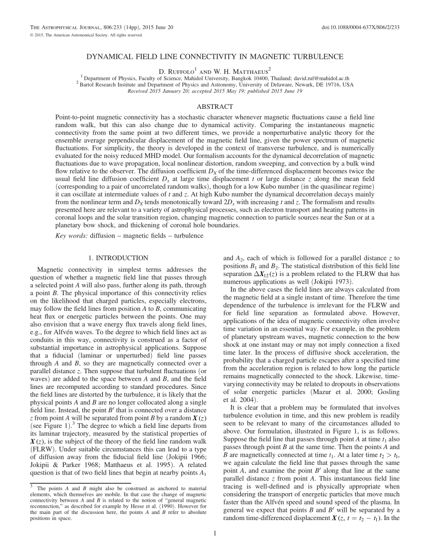 Pdf Dynamical Field Line Connectivity In Magnetic Turbulence