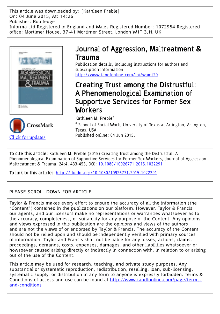 PDF) Creating Trust among the Distrustful A Phenomenological Examination of Supportive Services for Former Sex Workers pic