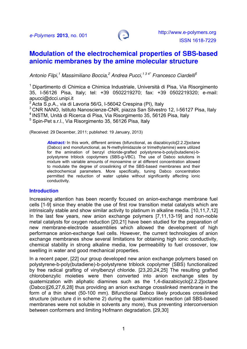 PDF) Modulation of the electrochemical properties of SBS-based