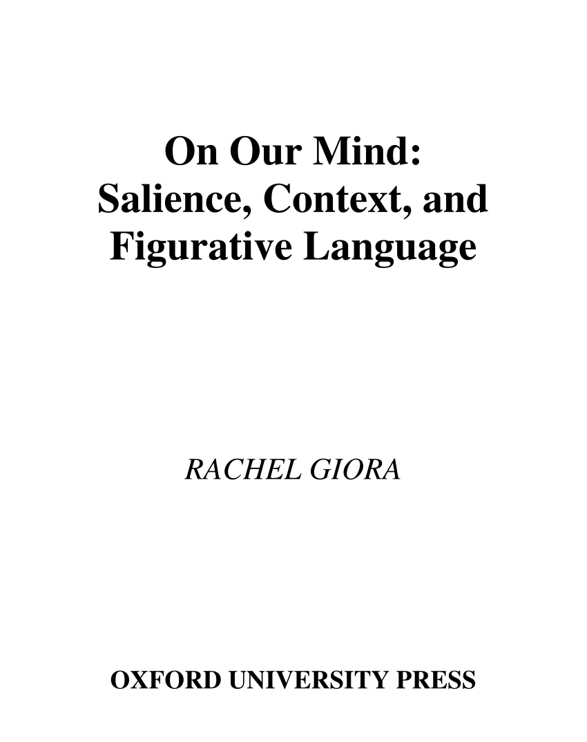 Pdf On Our Mind Salience Context And Figurative Language