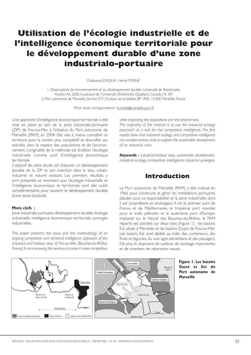 Pdf Utilisation De Lécologie Industrielle Et De L - 